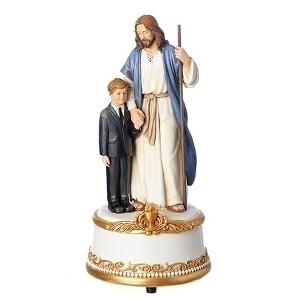 Jesus with Boy Communion Statue Plays Music